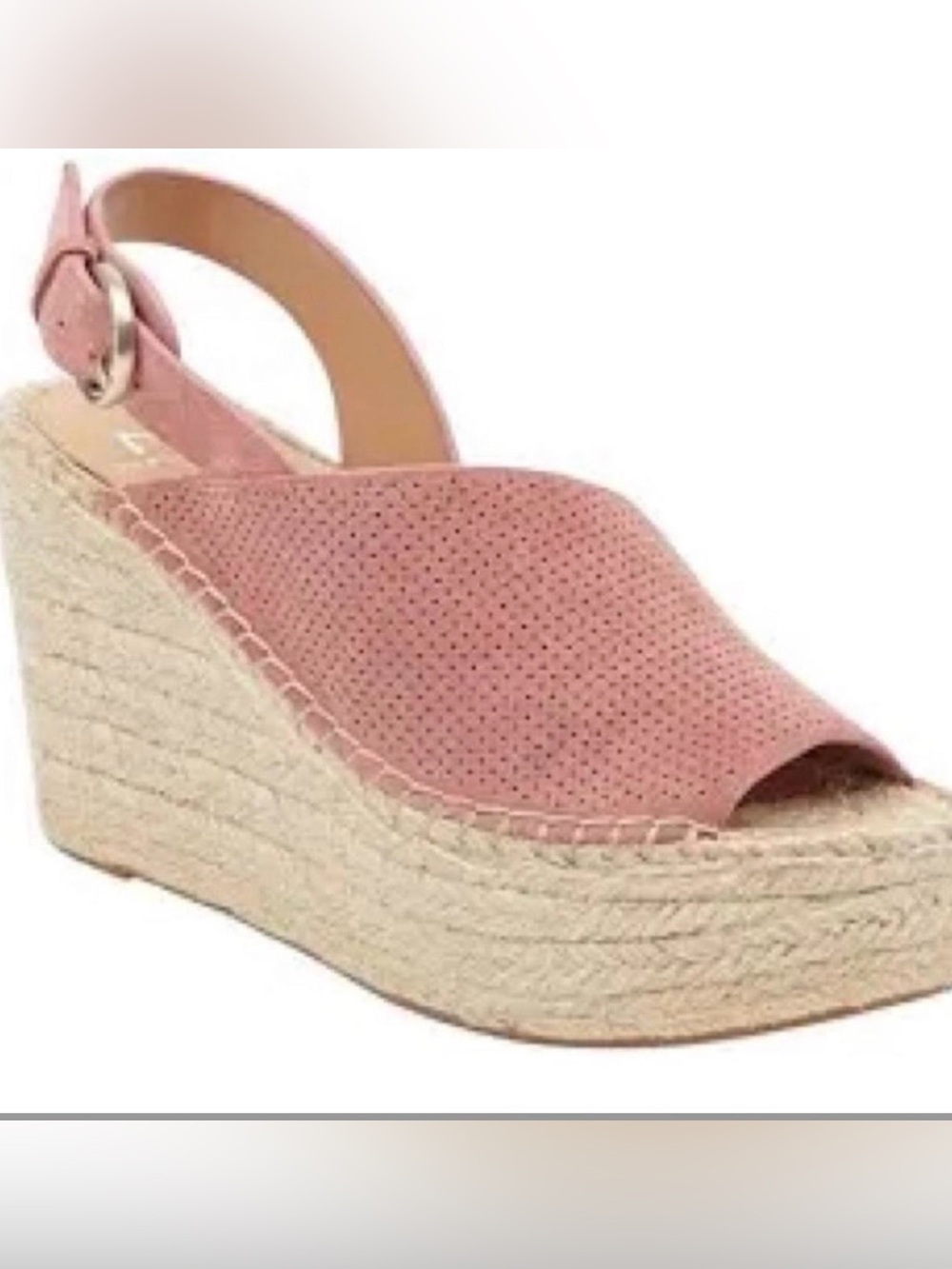 Marc Fisher Pink Suede Espadrille Wedge Slingback